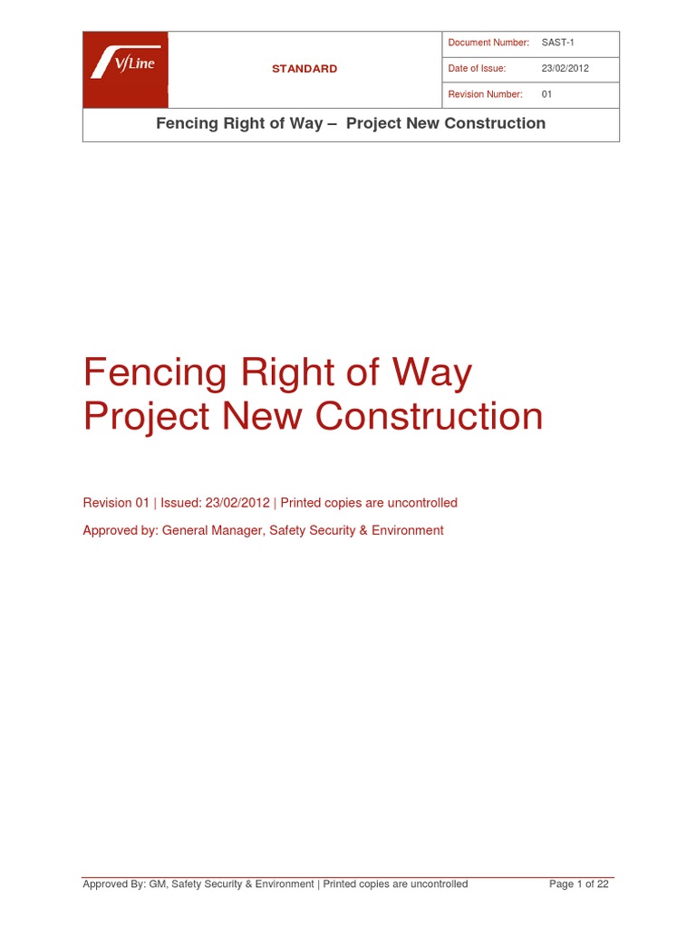 VLine Fencing Right of Way (SAST1) PDF Rail Transport Lumber