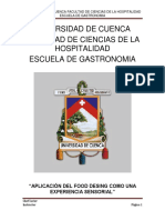 Universidad de Cuenca Facultad de Ciencias de La Hospitalidad Escuela de Gastronomia