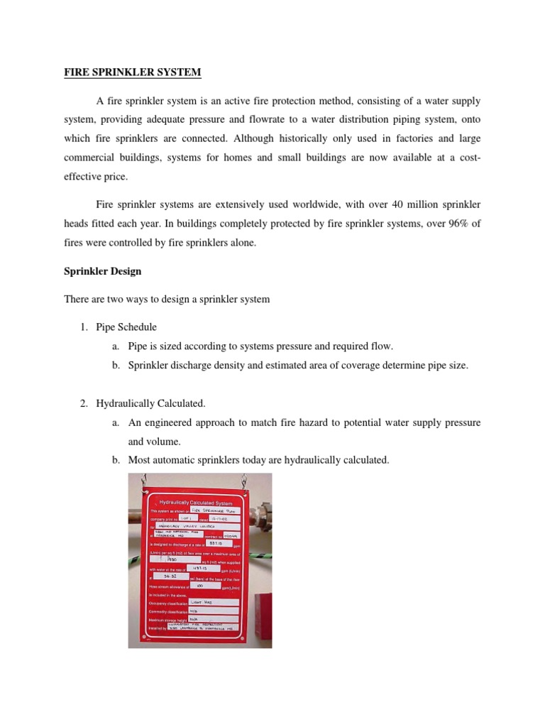 Fire Sprinkler System PDF Fire Sprinkler System Building Engineering