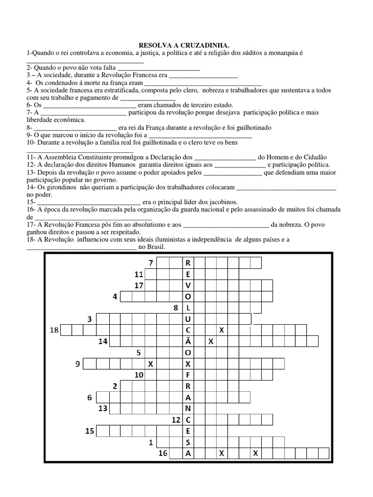 A Sociedade Durante A Revolucao Francesa Era Cruzadinha