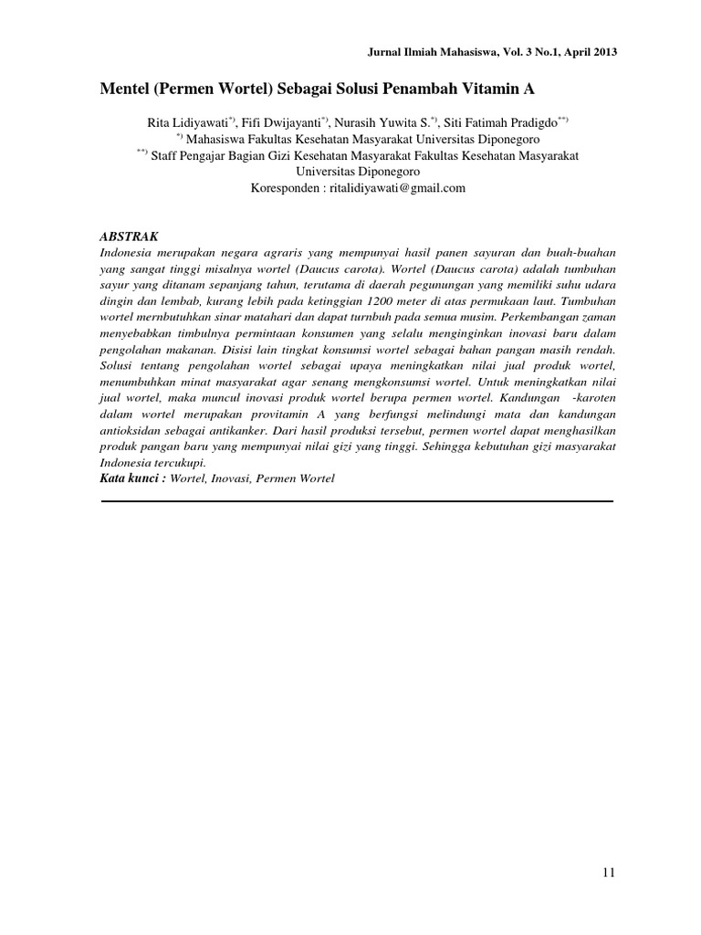 Id Mentel Permen Wortel Sebagai Solusi Pena