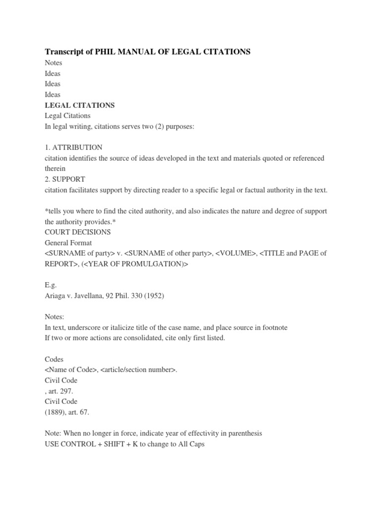 Transcript of Phil Manual of Legal Citations Citation