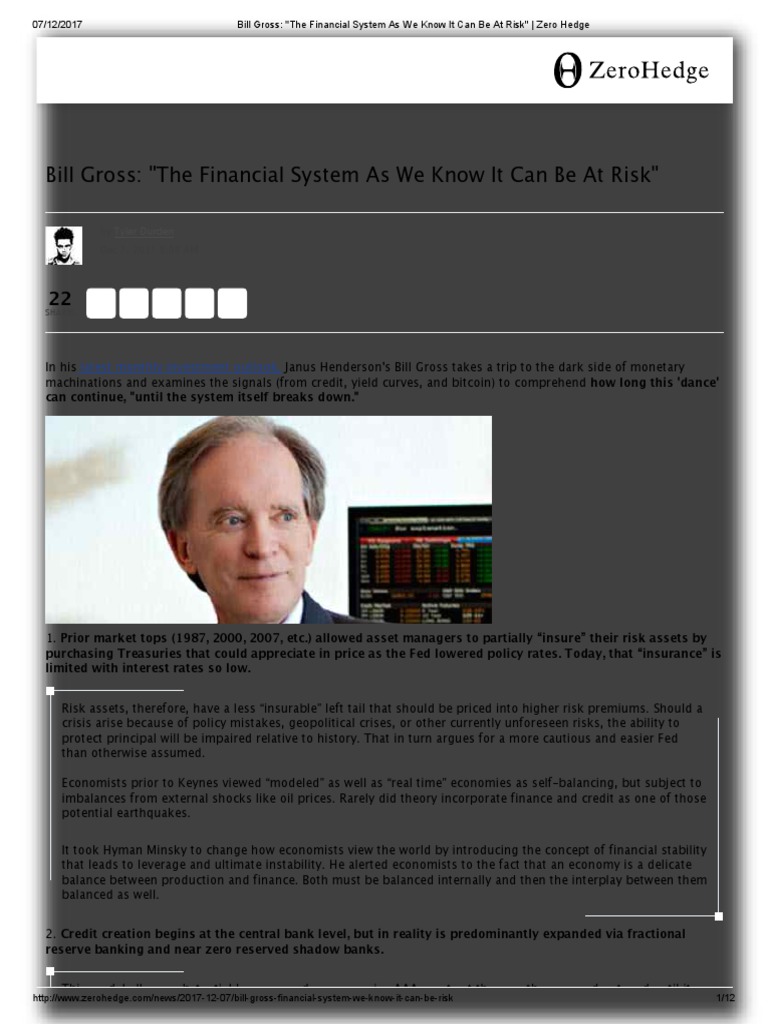 Bill Gross - The Financial System As We Know It Can Be at Risk - Zero Hedge  | PDF | Leverage (Finance) | Credit (Finance)