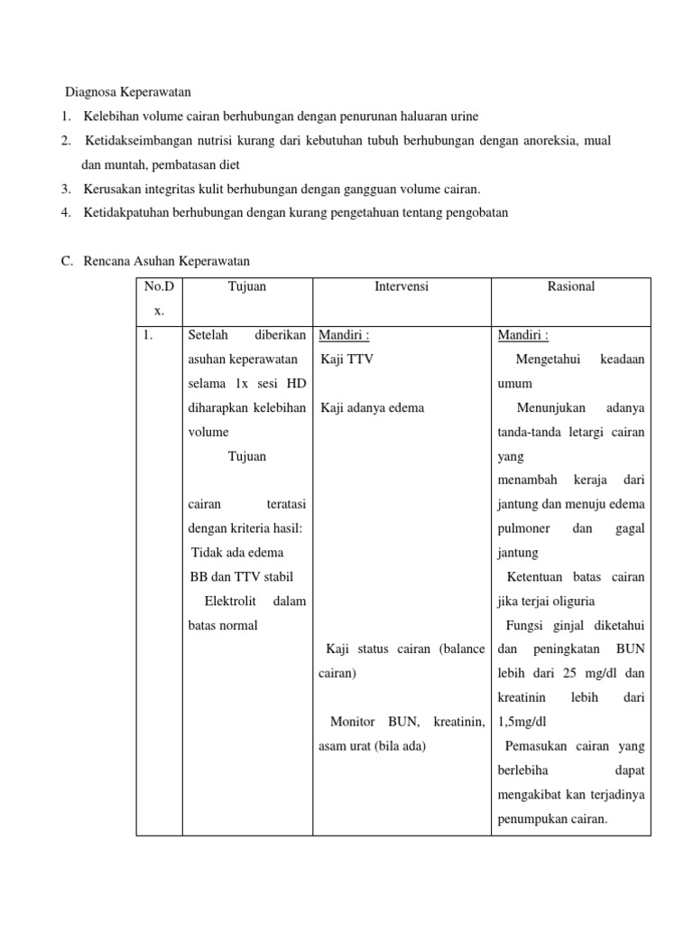 Diagnosa Keperawatan CKD on HD | PDF