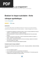 Evaluer Le Risque Suicidaire: Fiche Clinique Synthétique - La Psychologie, Ça S'apprend !