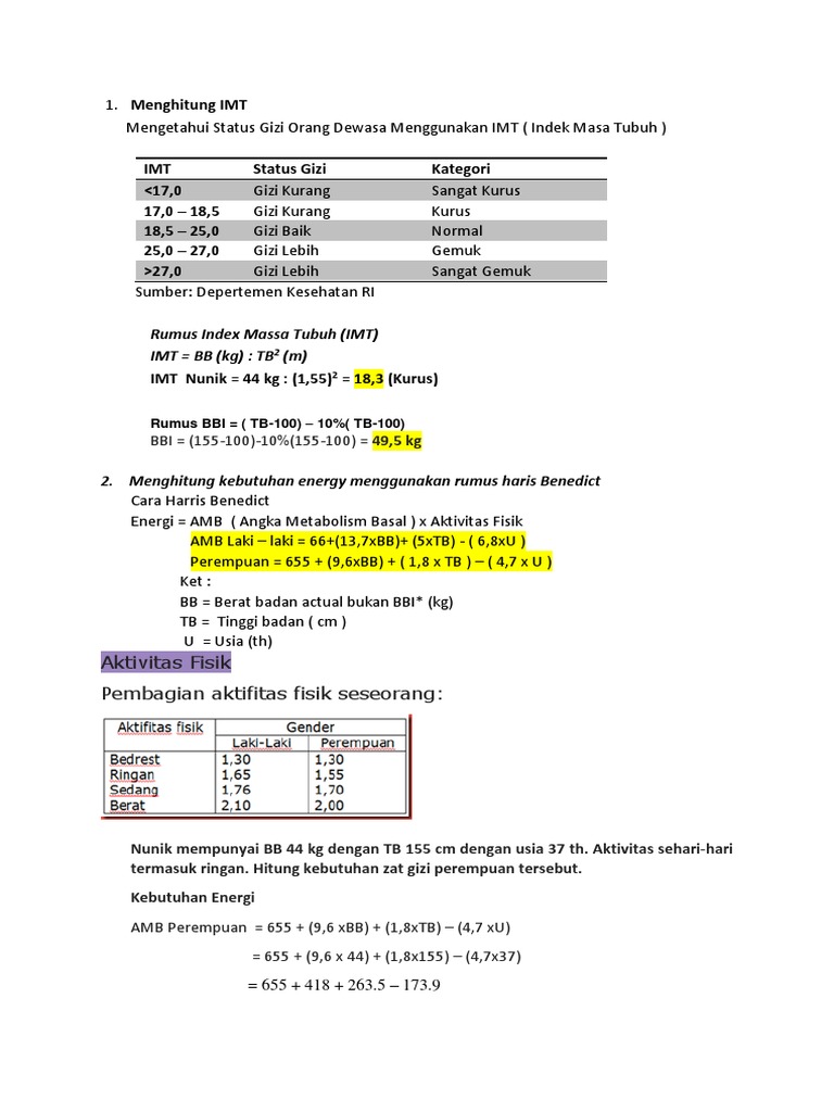 Menghitung IMT Tgs 3 Pak Lalu | PDF
