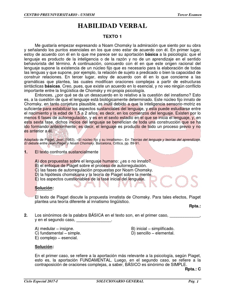 Tercer Examen Especial 17 I Universo Platon