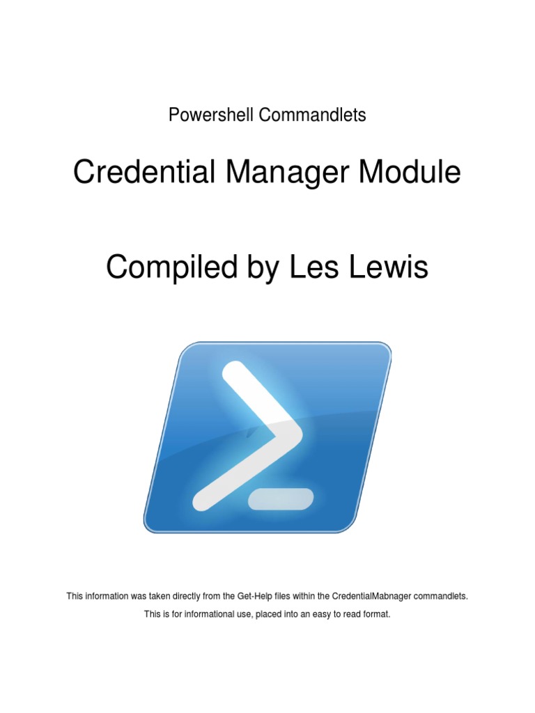Powershell Commandlets Credential Manager Module PDF Parameter