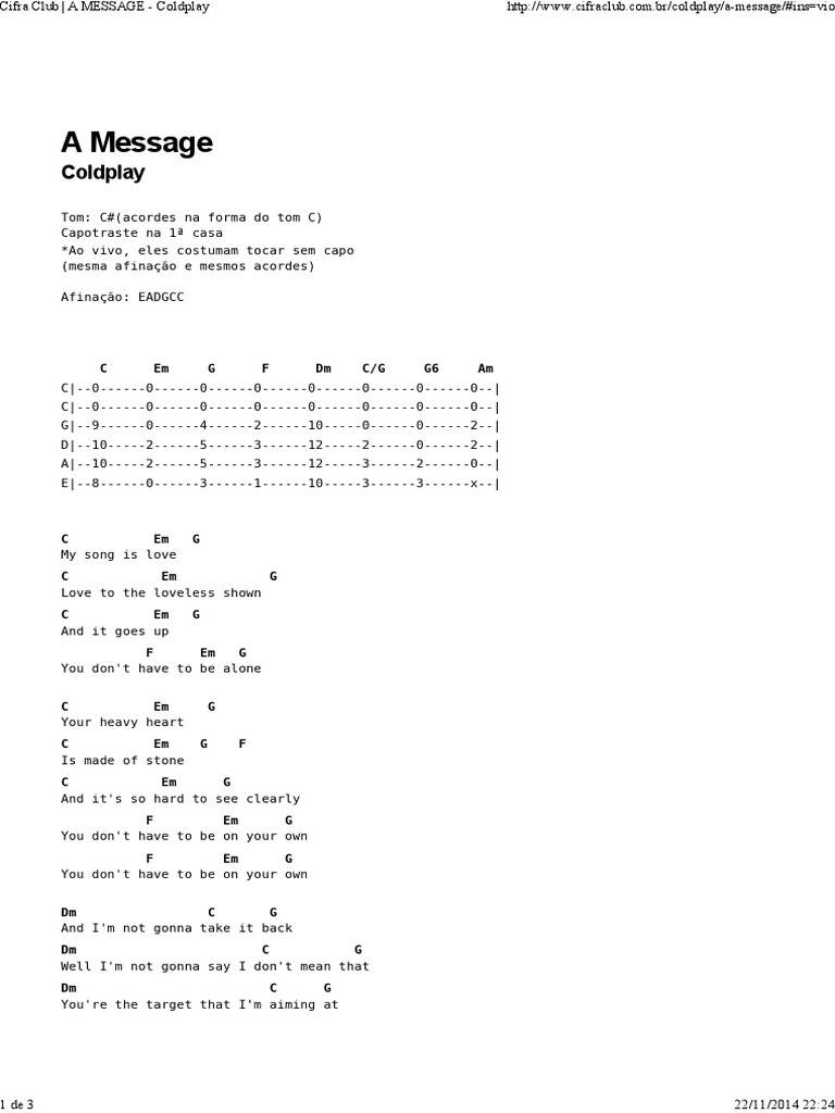 Coldplay A Message PDF British Rock Music British Musical Groups