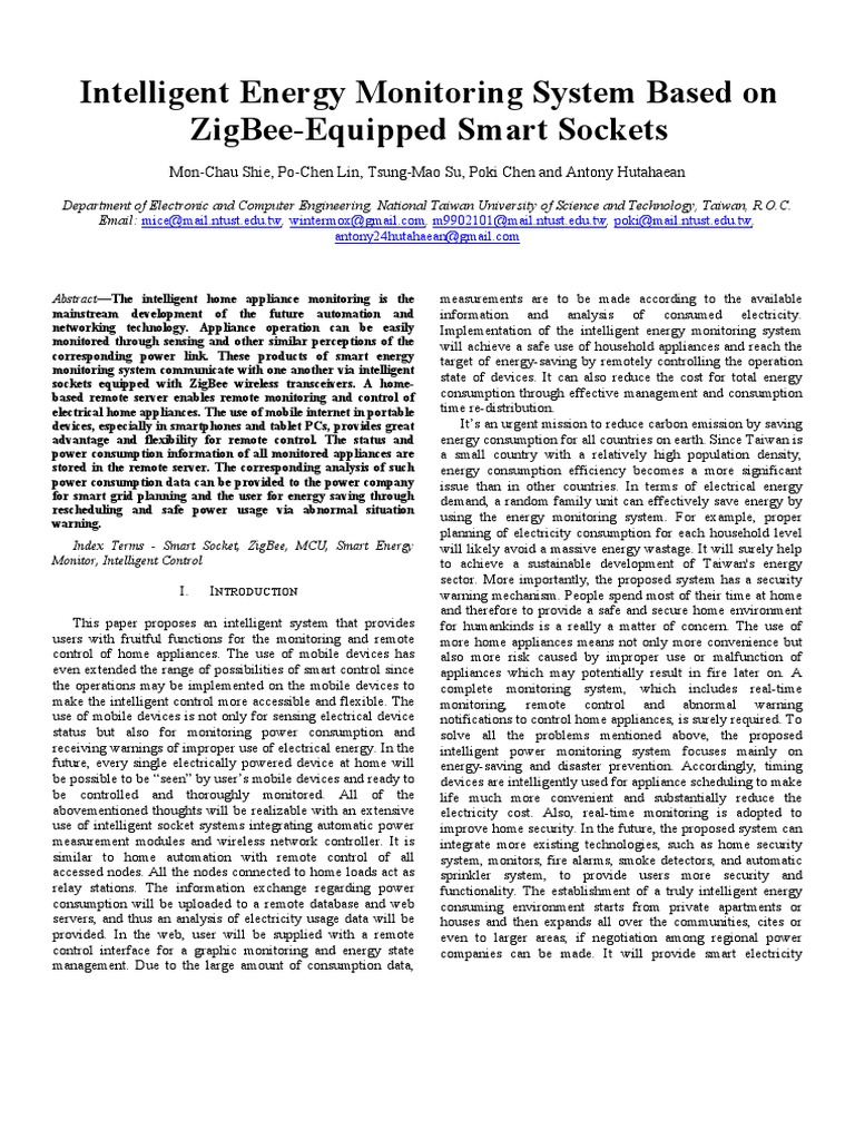 2013 Intelligent Energy Monitoring System PDF | PDF | Surveillance ...