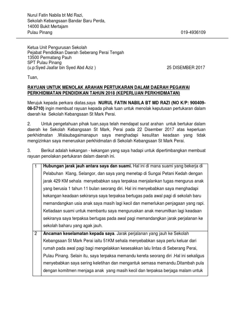 Surat Rayuan Untuk Akpk - Contoh Yu