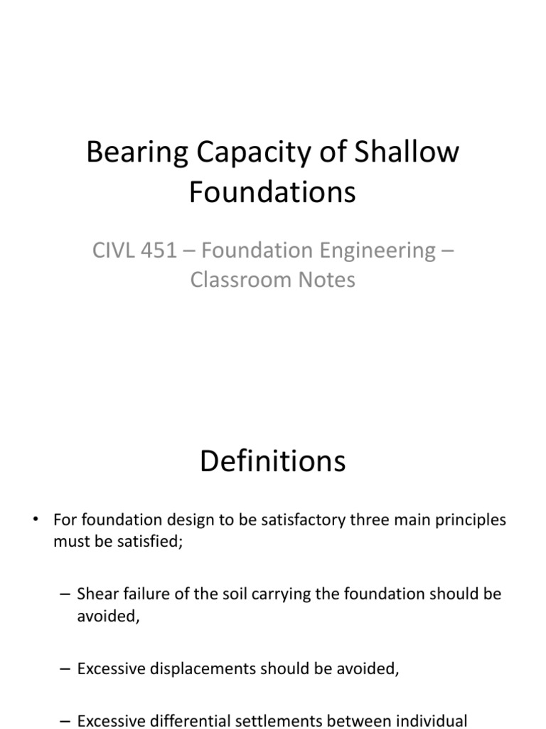 Shallow Foundation Bearing Capacity Guide | PDF