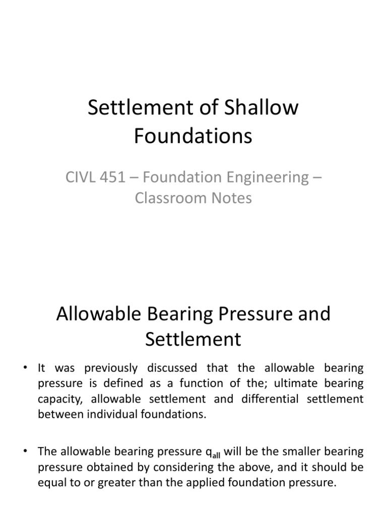 Settlement Analysis of Shallow Foundations | PDF | Pressure | Civil ...