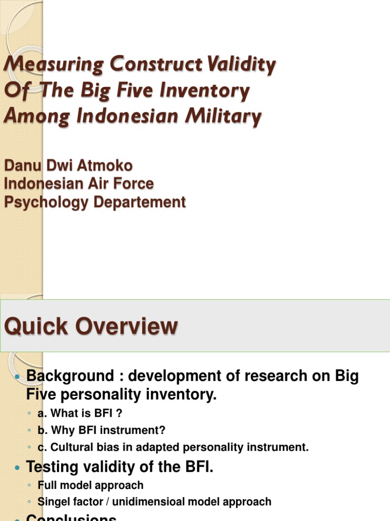 Presentation BFI BERN | PDF | Psychology | Psychological Concepts