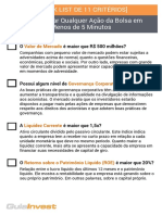 11 critérios checklist ações Bolsa