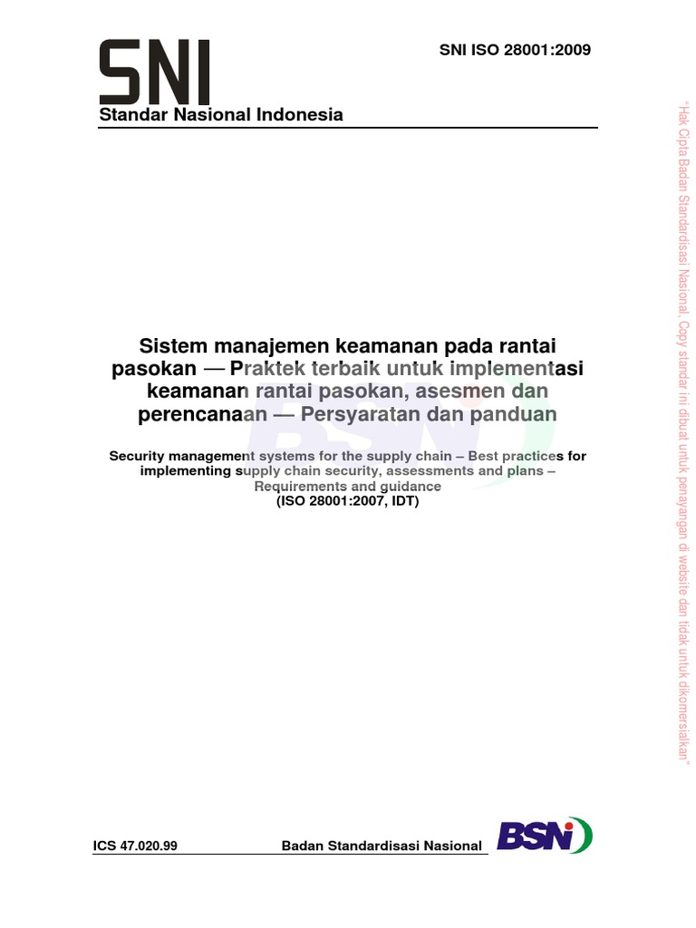 Sni Iso 28001 2009 Pdf