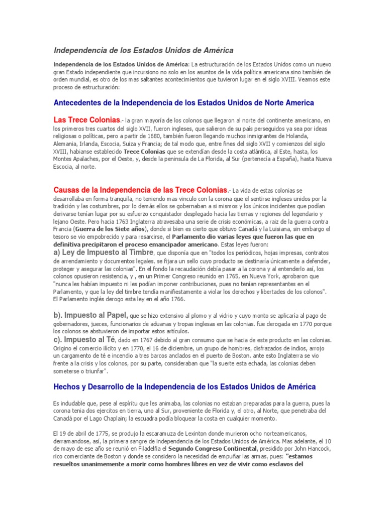 Independencia de Los Estados Unidos de América | PDF | Declaración de ...