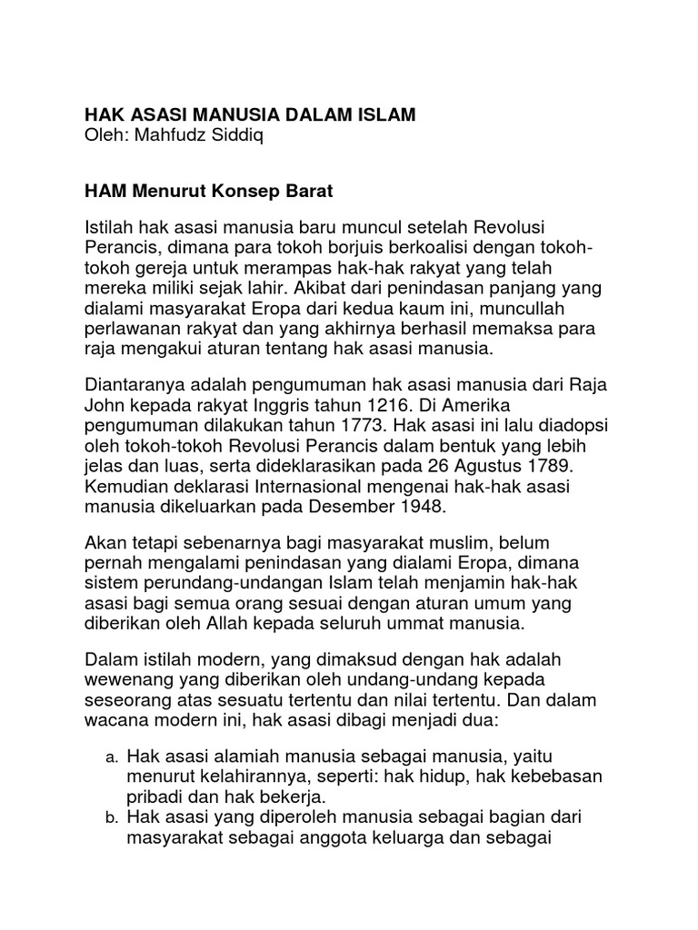 12 Hak Asasi Manusia Dalam Islam Pdf