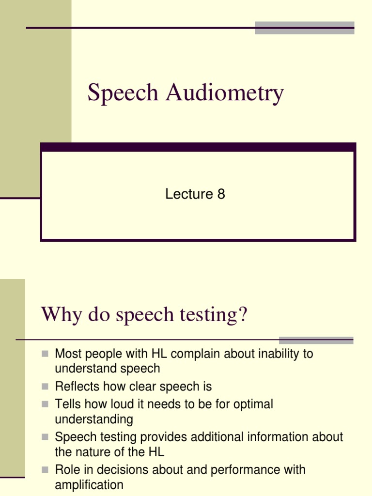 Speech Audiometry BB 2015 Speech Neuroscience