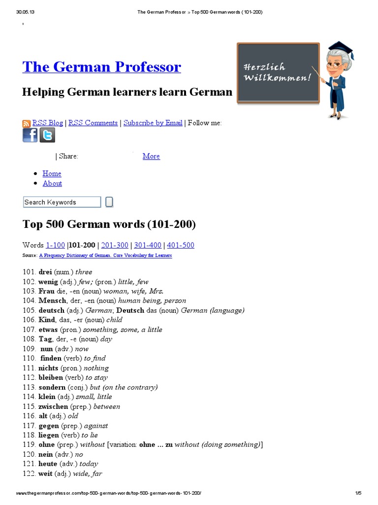 The German Professor Top 500 German Words (101200) PDF German