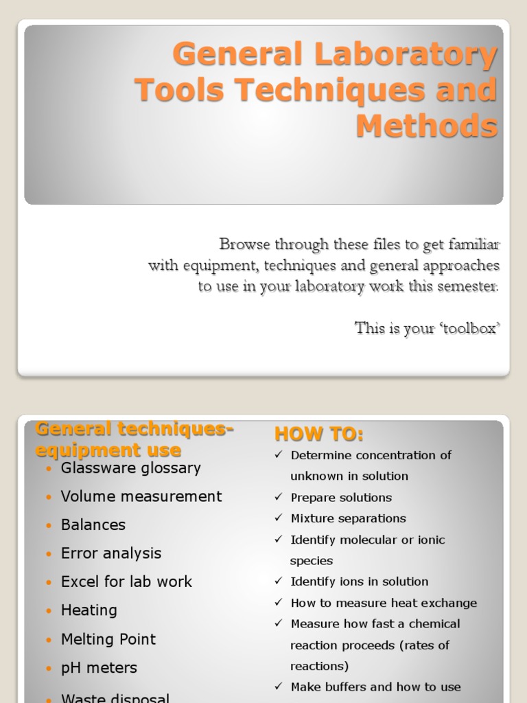 General Laboratory Tools Techniques and Methods PDF Solution