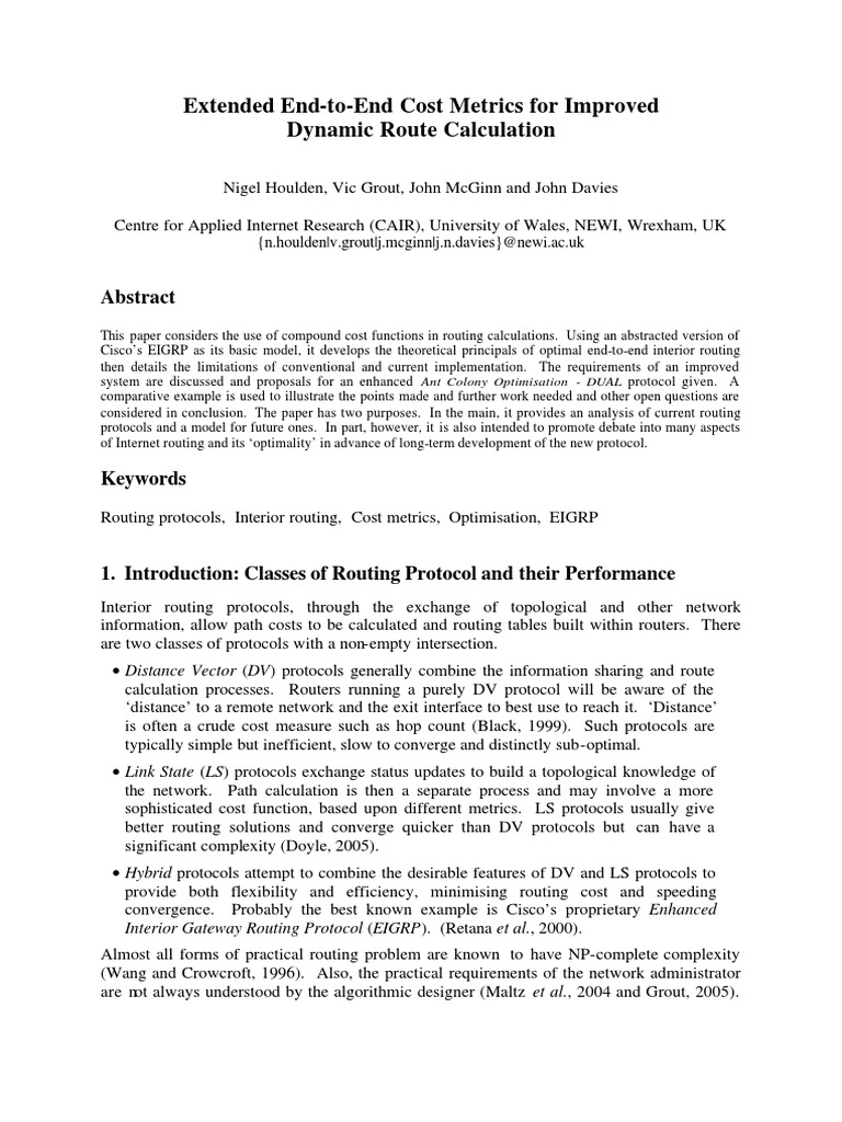 Optimizing Routing with Cost Metrics | PDF | Routing | Networking Standards