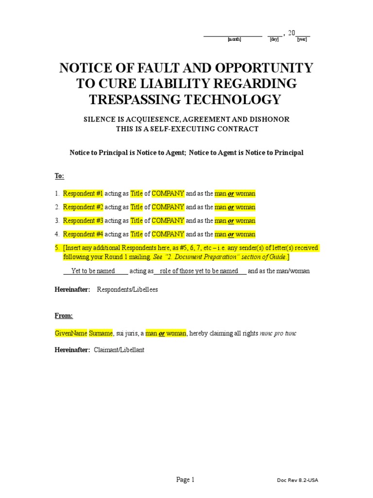 2 Template Noticeoffault Usa | PDF | Mail | Notary Public
