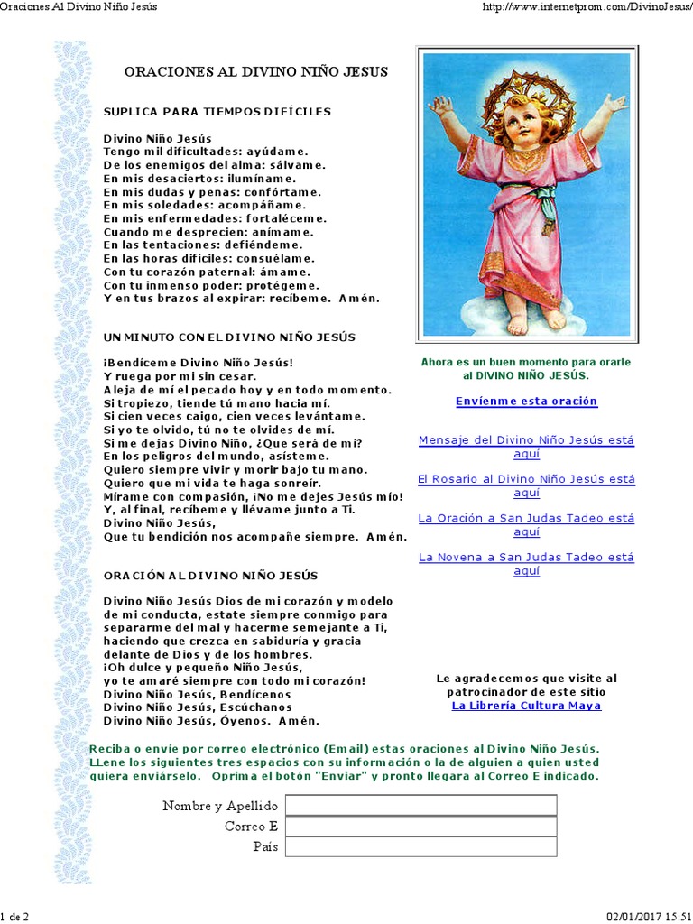 Oraciones Al Divino Niño Jesús | PDF | Oración | Religión y creencia