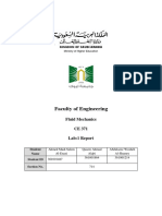 Faculty of Engineering: Fluid Mechanics CE 371 Lab:1 Report