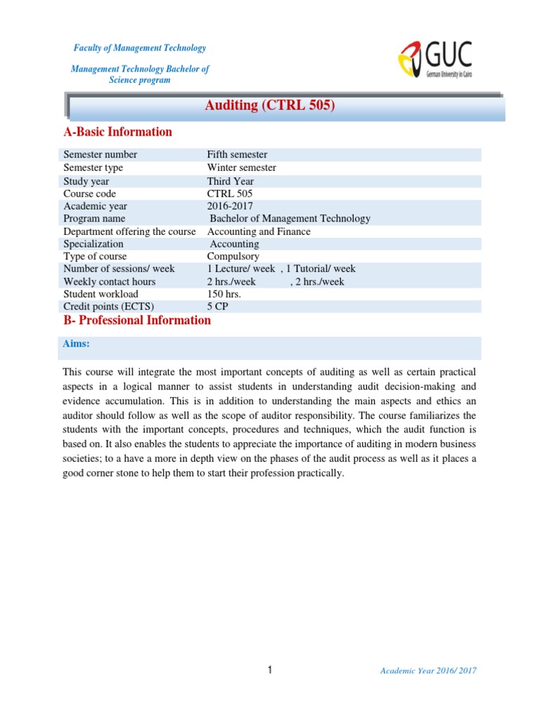 Auditing course details image
