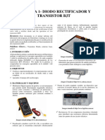 Informe Laboratorio Electronioca Analoga. PRACTICA 1 - DIODO RECTIFICADOR Y TRANSISTOR BJT