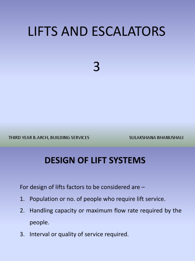 Lift System Design Guide | PDF | Elevator | Acceleration