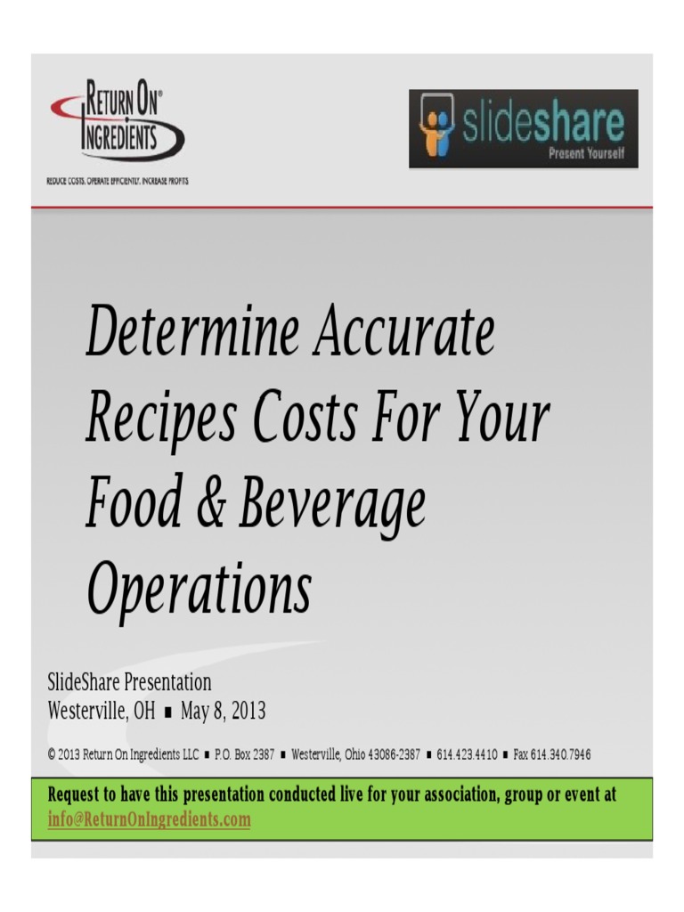 Accurate Recipe Costs PDF | PDF | Restaurants | Cost Accounting