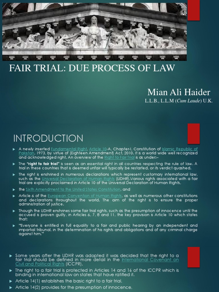 Fair Trial Due Process Right To A Fair Trial European Convention On
