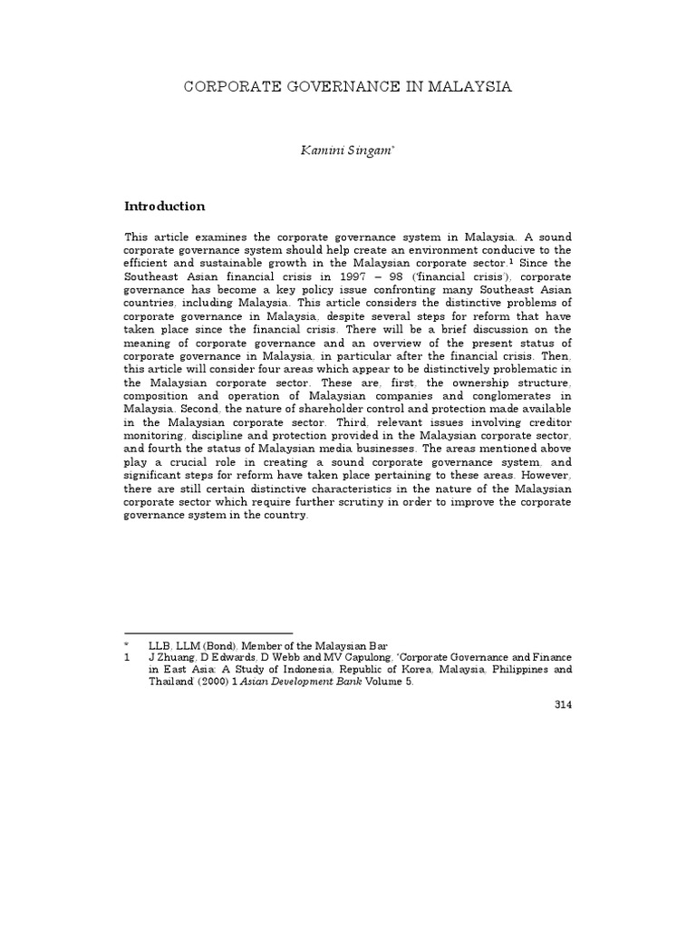 Corporate Governance In Malaysia Pdf Board Of Directors Corporate