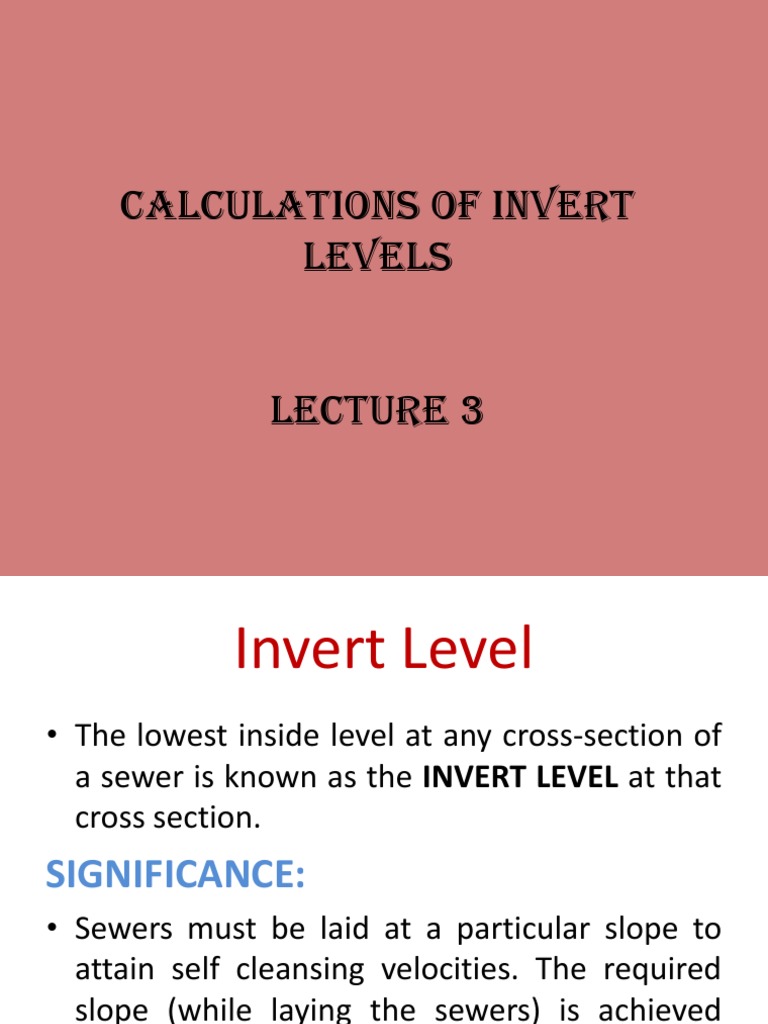 Module 2 Invert Levels Sanitary Sewer Slope
