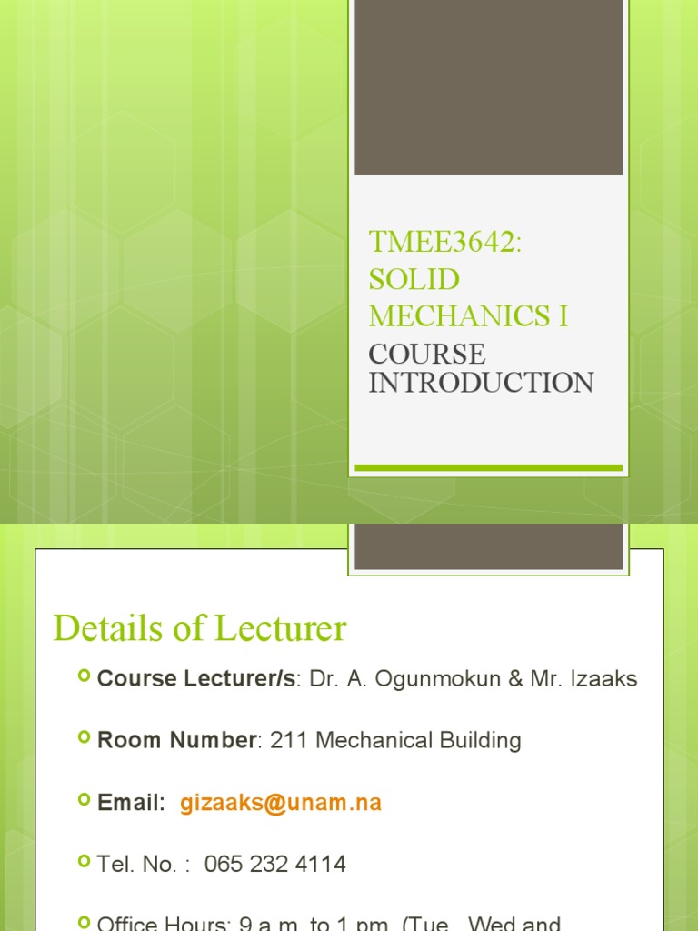 Solid Mechanics I Course Overview | PDF | Euclidean Vector | Force