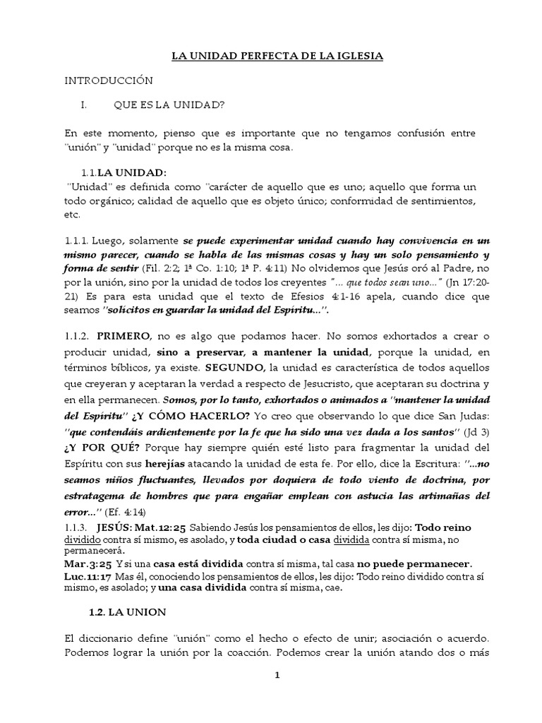 Unidad Perfecta en la Iglesia | PDF | Dios en el cristianismo | Cristo ...