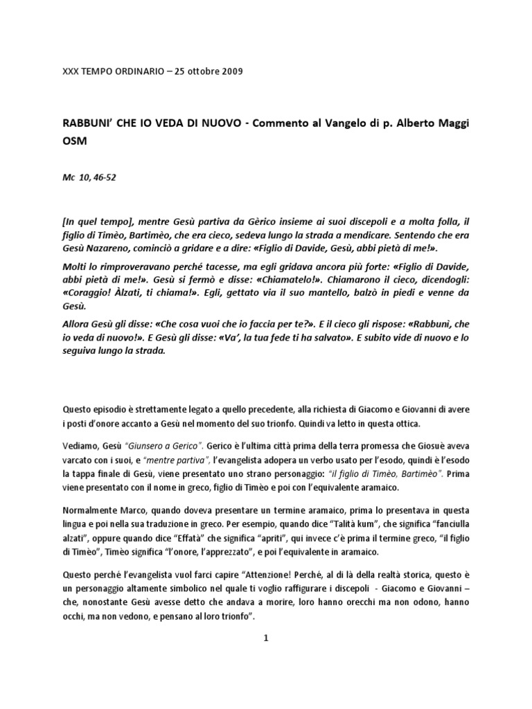 Alberto Maggi Commento Al Vangelo Di Oggi