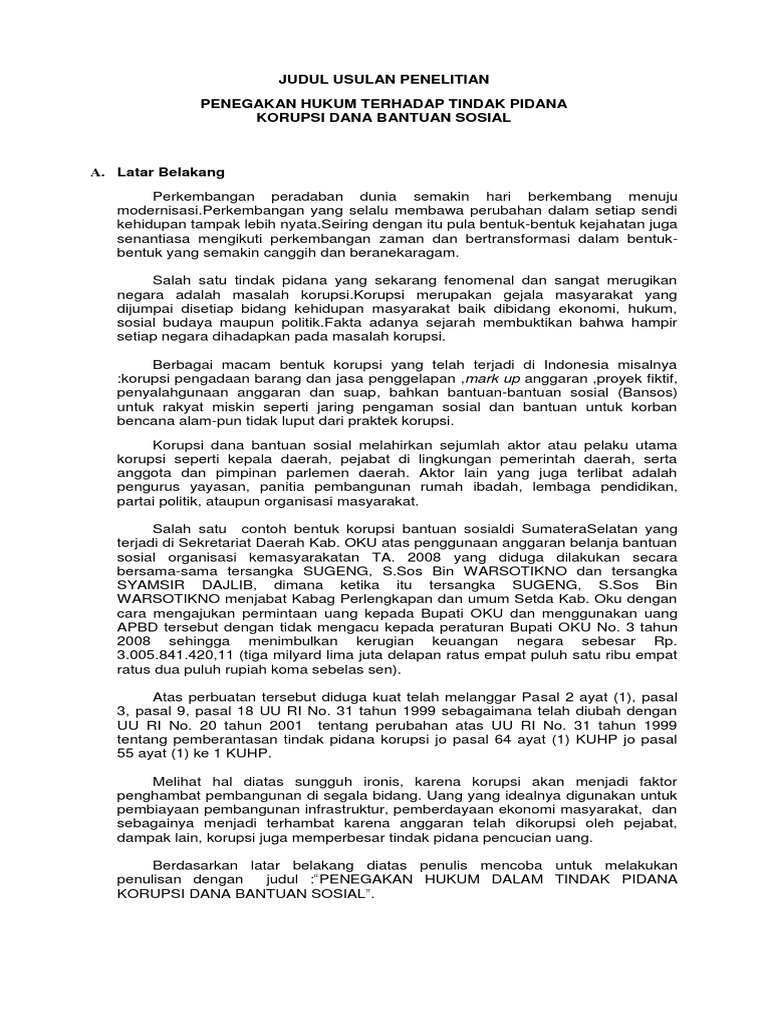 Usulan Penelitian Korupsi