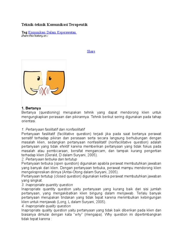 Teknik Teknik Komunikasi Keperawatan