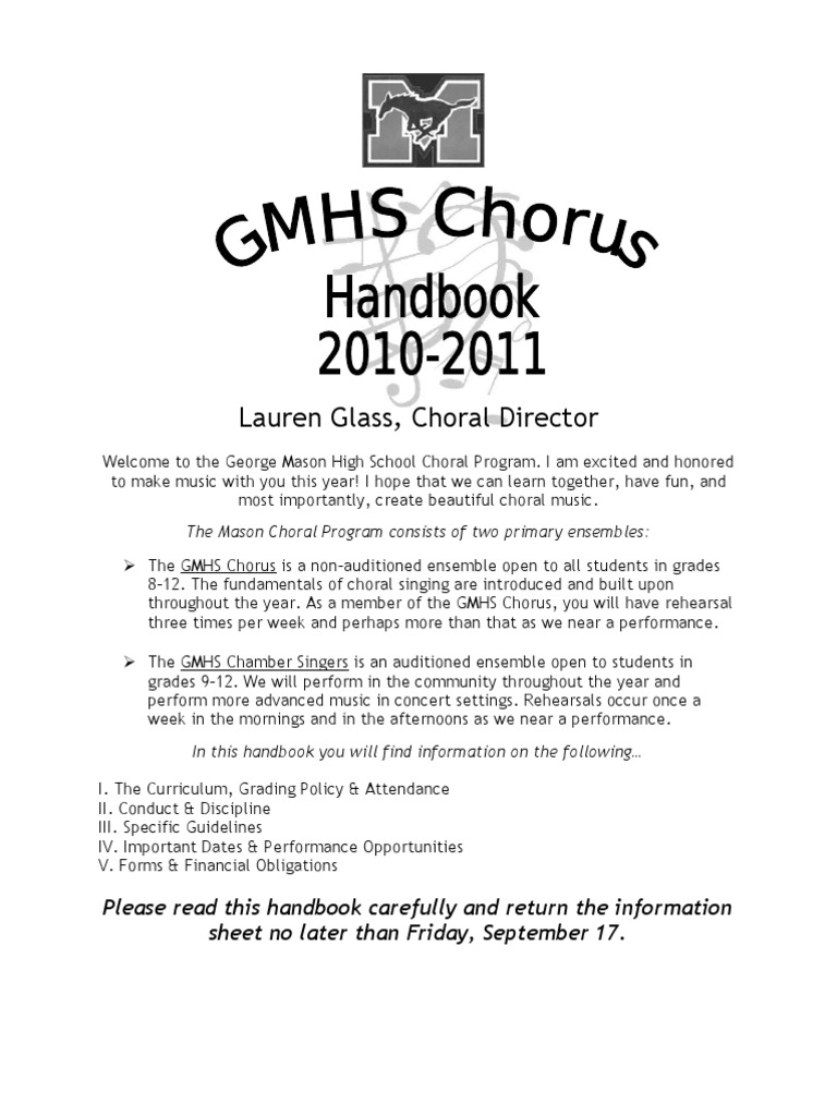 Mason Chorus Handbook 1011 PDF Choir Performing Arts