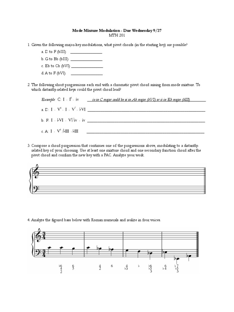HW 5 - Mode Mixture Modulation | PDF | Chord (Music) | Harmony