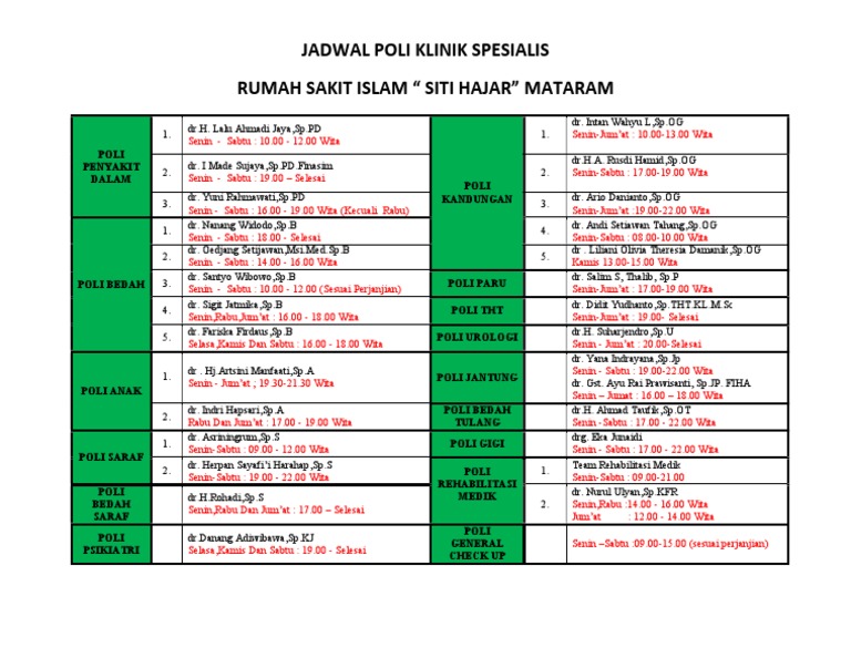 Jadwal Poli