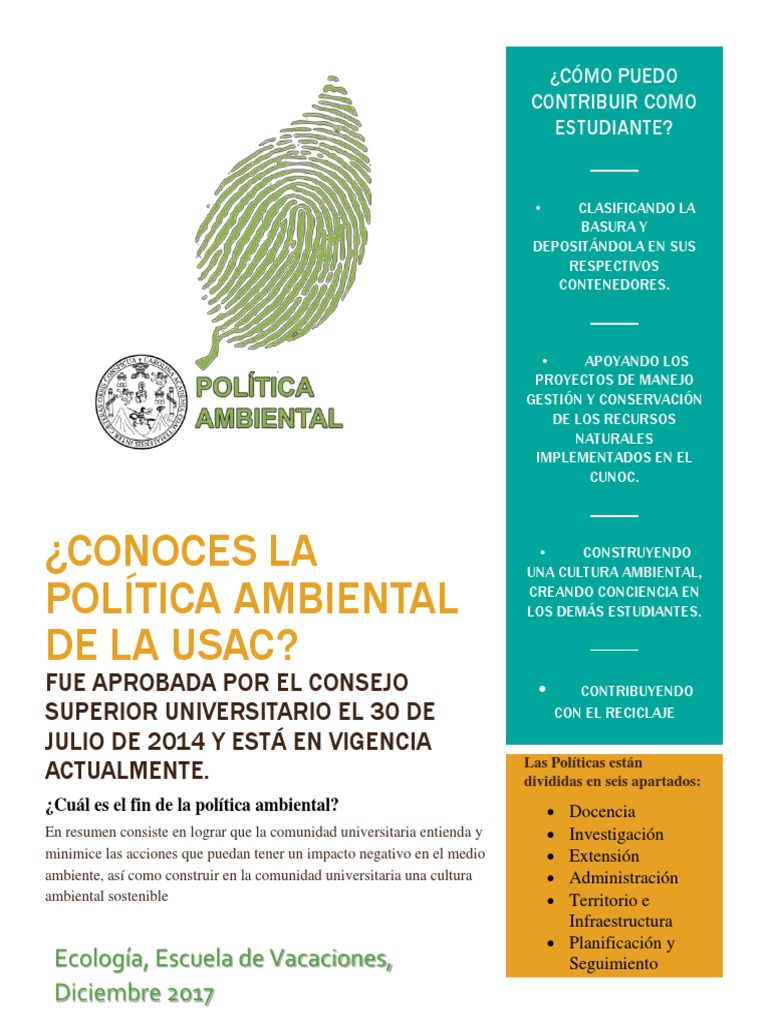 Conoces La Política Ambiental de La Usac | PDF