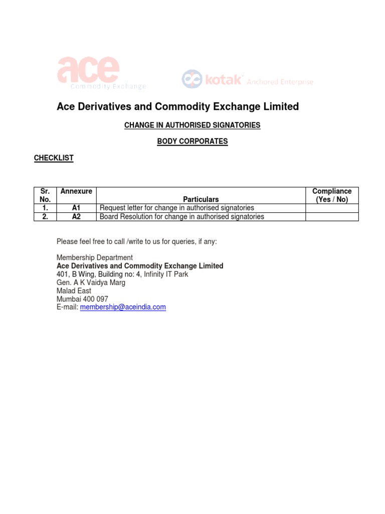 Change of Authorised Signatories Guide | PDF | Signature | Government