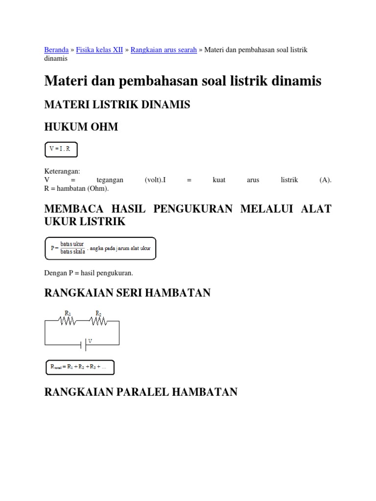 Contoh Soal Rangkaian Arus Searah Kelas 12 - Contoh Soal Terbaru