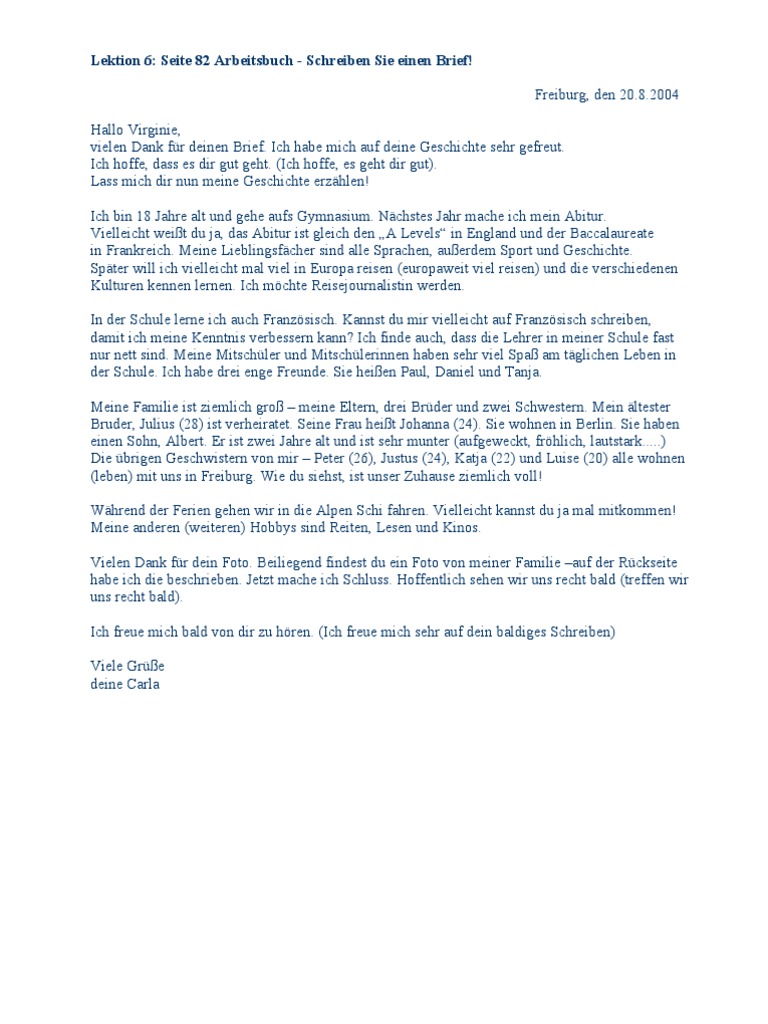 Musterbrief Französisch