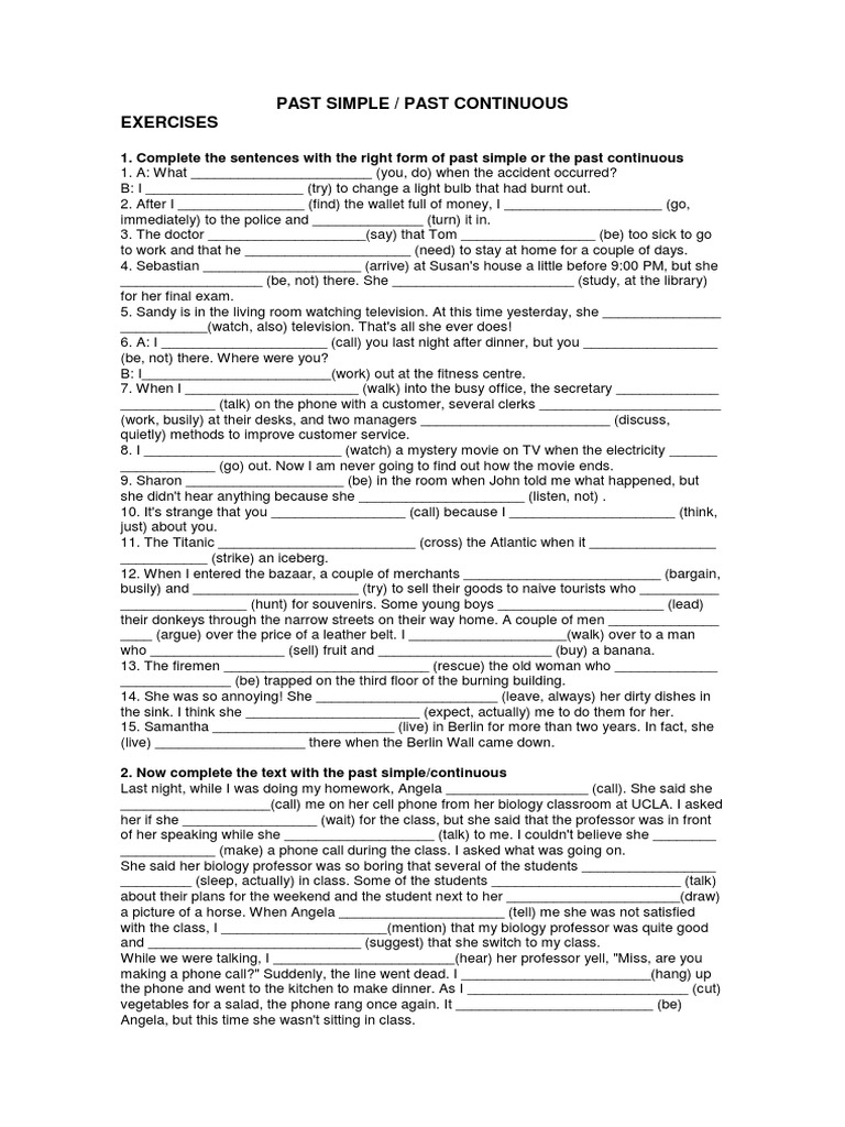 PAST SIMPLE Past Continuous | PDF | Language Arts & Discipline
