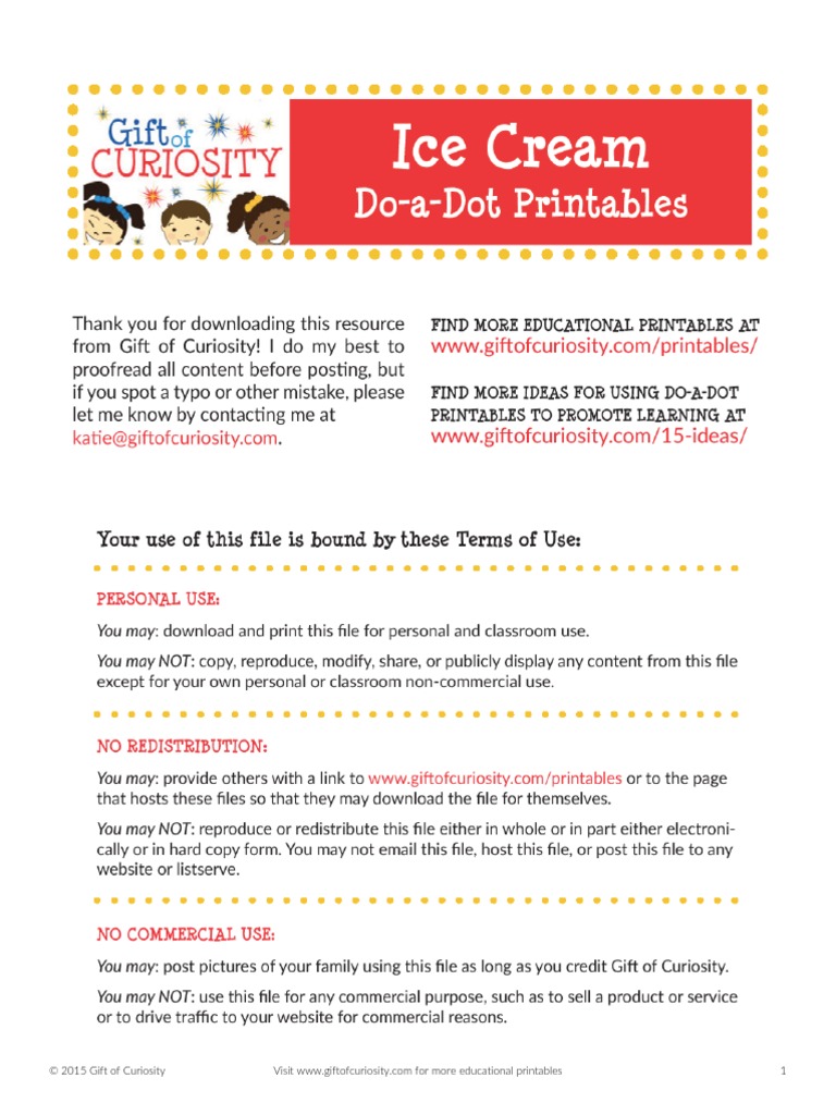 Ice Cream Do A Dot Printables | PDF